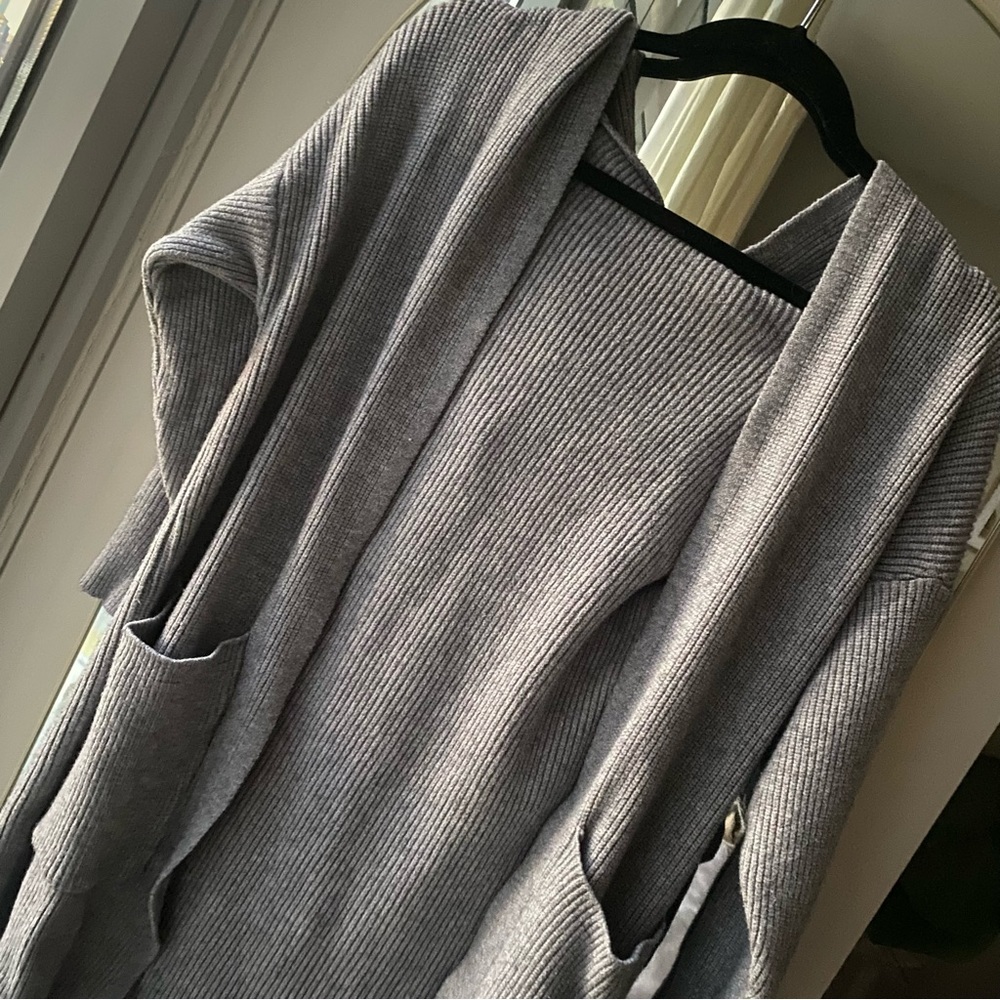 Grey Hooded sweater Cardigan